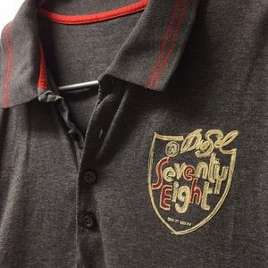Diesel gray polo with red stripes in size large